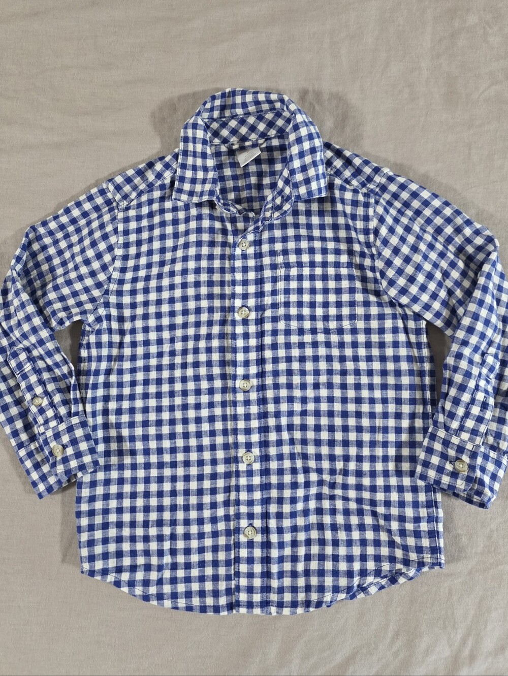Gymboree Boys Blue and White Gingham Button-Down Long Sleeve Shirt Size 6